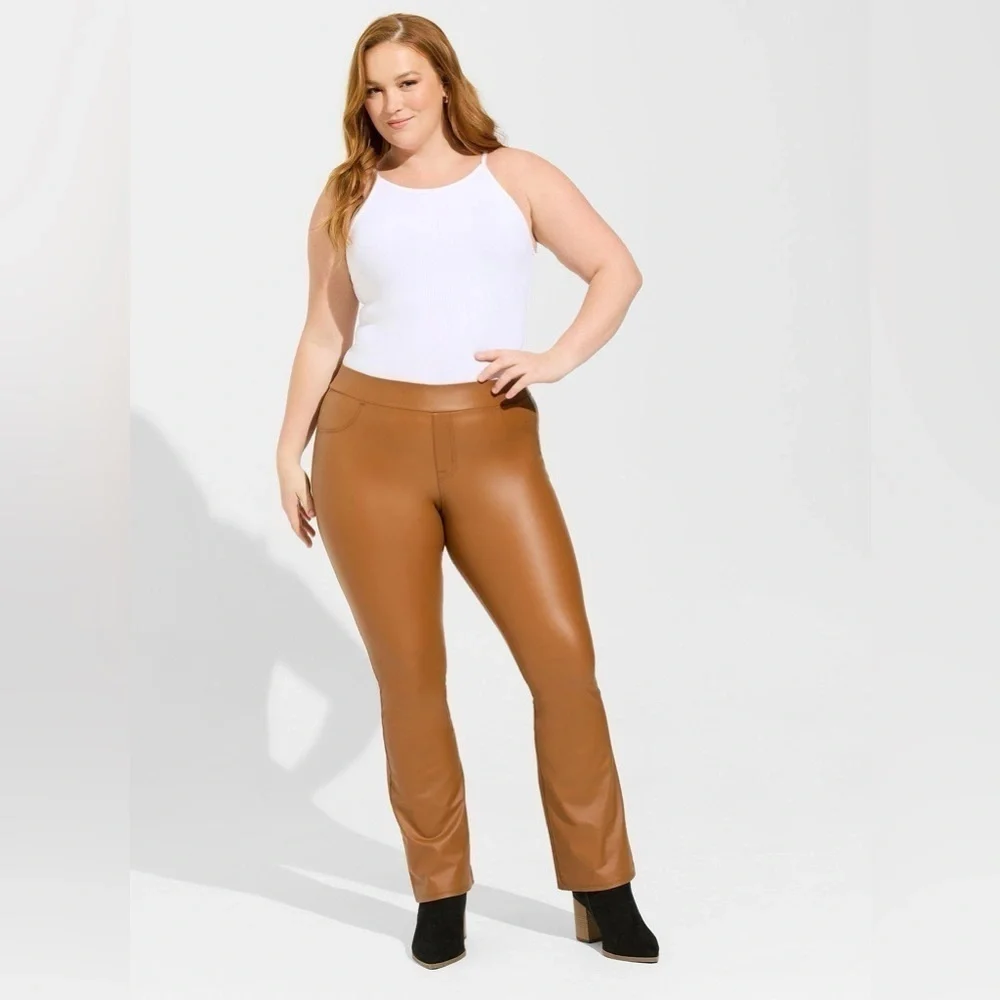TORRID Full Length Signature Waist Faux Leather Slim Boot Legging In Camel